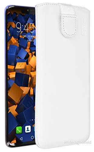 mumbi äkta läderväska kompatibel med Huawei Mate 20 Pro skal läder väska plånbok, vit 4251077298562