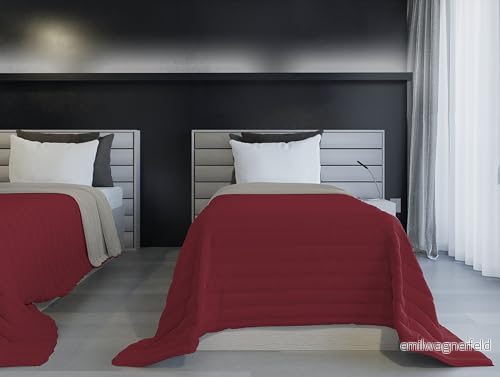 Italian Bed Linen BICOLOR SAIA, Bordeaux/ljusgrå 170 x 270 cm 8058575104137