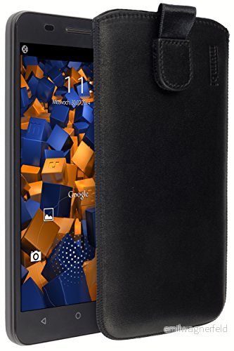 mumbi äkta läderfodral kompatibel med Honor 4X skal läder väska Case Wallet, svart 4251077231224
