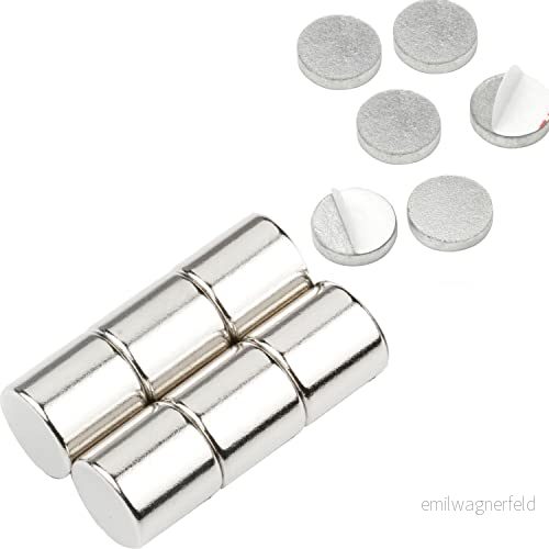 vasalat skivmagnet rund, magnet med metallskiva självhäftande, rund ø 10 mm, neodym nickelpläterad 12 delar 9010582008739