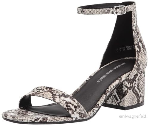 Amazon Essentials dam två remklackade sandal, svart vit fuskormhud, 43 EU 840174925392