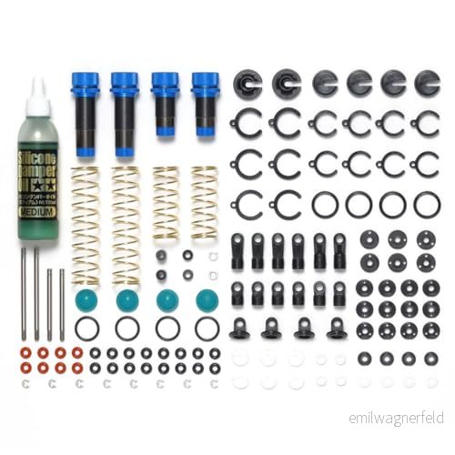 TAMIYA 54993 TT 02B/DF 03 aluminium oljedämparset (2+2), reservdel, modelltillverkning, tillbehör för RC fordon/fjärrstyrd bil, flerfärgad, liten 4950344549931