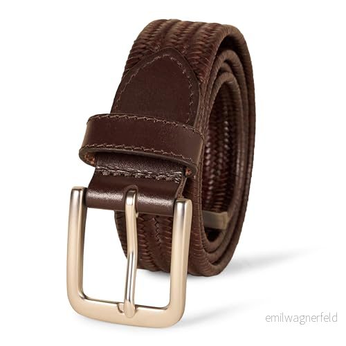 Amazon Essentials rörformigt stretch-vävbälte för män, brun, 115 197153132075
