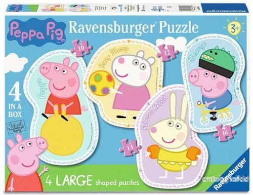 Ravensburger Greta Gris 4 storformade pussel (10, 12, 14, 16 delar) för barn i åldern 3 år och uppåt pedagogiska leksaker småbarn 4005556069569