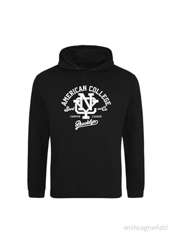 AMERICAN COLLEGE USA tröja med tryck varma kläder unisex barn pojkar och flickor casual modell ACSCW6 svart 14 år, svart, �r 3666052673653