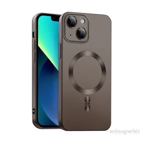ICOVERI Magnetiskt TPU Gel fodral, Kompatibel med iPhone 14, Matt Metalliserad effekt, Magsafe kompatibel, skydd kameror, skärm, militär grad, Flexibel . (grafit) 8428728152368