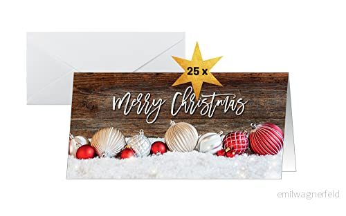 Sigel DS090 julkortsset röd och vit jul med mörkträ, DIN lång, 25 kort kuvert 4004360786365
