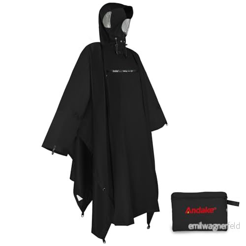 Andake regnponcho vattentät vuxen, lätt återanvändbar regnrock kvinnor unisex med huva för vandring, camping, cykling, utomhusaktiviteter, doe, one size 747742465192