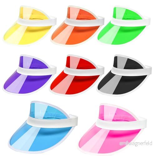 8 st unisex 80 tal stil retro neon solskydd kvinnor plast visir solhatt för golf, sport fin klänning, 6 färger, one size 805983648122
