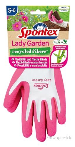 Spontex Lady Garden trädgårdshandskar med extra mjukt stickat av bambufibers och återvunnen PET, storlek S, 1 par, färg inte fritt valbar 3384123101460