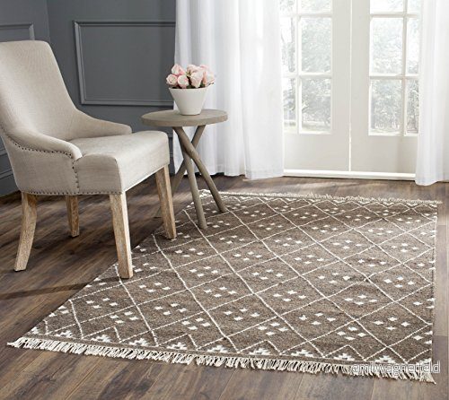 Rektangulär marockansk boho tribal vävd platt, naturlig Kilim kollektion, NKM316, i brun/elfenben, 91 x 152 cm för vardagsrum, sovrum eller något annat utrymme av Safavieh. 683726340485