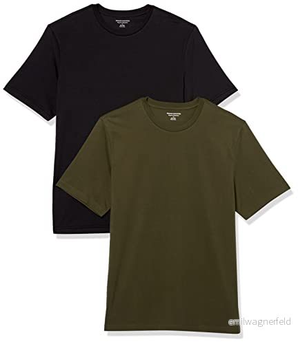 Amazon Essentials herr normal passform kortärmad rund hals t shirt, paket med 2, svart/oliv, X Large 196433602260