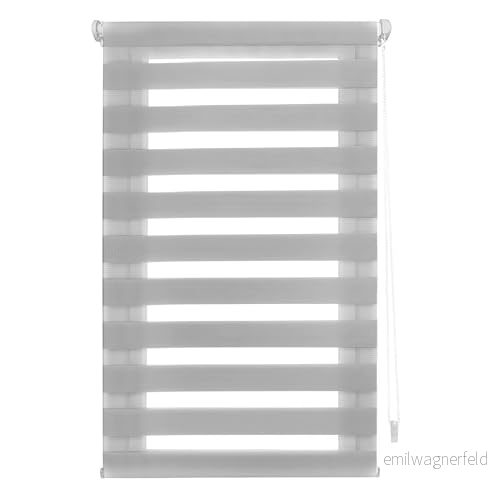 INTERBLIND rullgardin för natt och dag utan verktyg EasyFix storlek 105 x 220 cm bredd höjd borrstorlek tyg 102 215 persienn grå 8434363575042