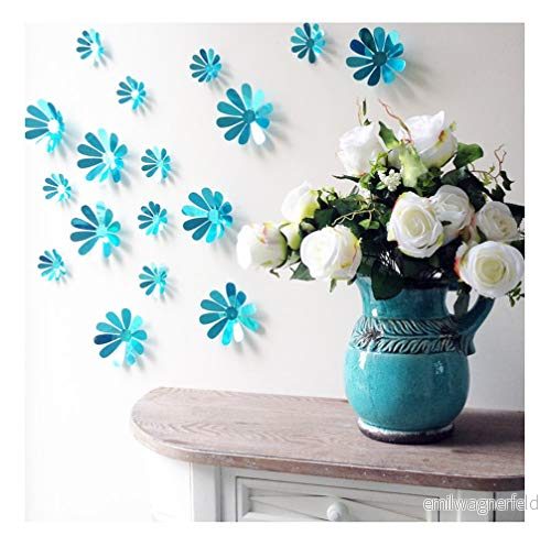 Set med 12 blommor, 3D, chic, självhäftande, spegel, blå 5415231949496