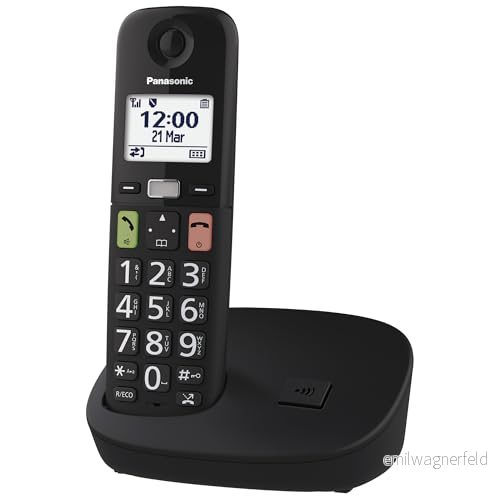 Panasonic KX TGU110EXB trådlös digital telefon, LCD skärm, stora nycklar, favoritsamtal, kompatibel med hörapparater, svart 5025232964161