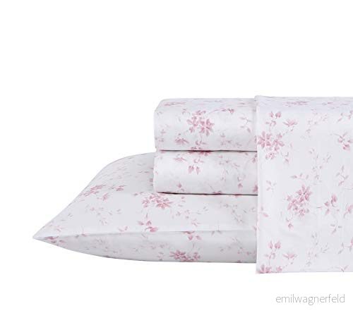 Laura Ashley Home King lakan, mjuk satäng bomull bäddset elegant, slät och andningsbar heminredning (trädgårdsmusrosa, king) 883893692695