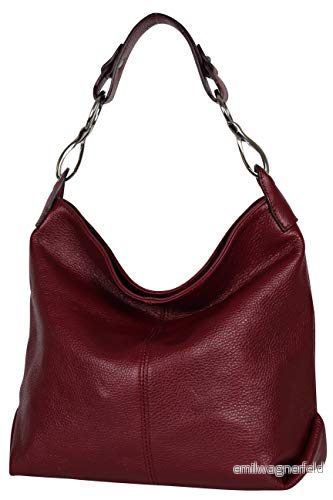 Ambra GL033 Damhandväska i äkta läder, handväska, väska, Bordeaux, 36x30x12cm 7433636487434