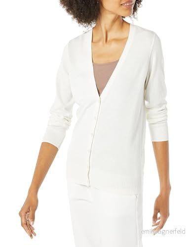 Amazon Essentials Kvinnors Lätt V ringad cardigan tröja (finns i plusstorlek), Elfenbensvit, XXL 195111563671