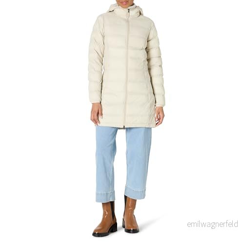 Amazon Essentials lättviktig vattentålig pufferjacka med huva (finns i plusstorlekar), sten, XS 191770676103