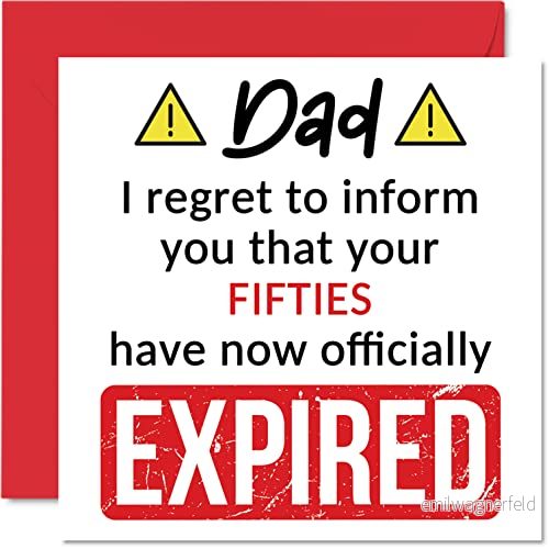 Roliga 60:e födelsedagskort för pappa 'Your Fifties Have Expired' Grattis på från son dotter, 145 mm x skämt humor födelsedag gratulationskort present 5059575986399