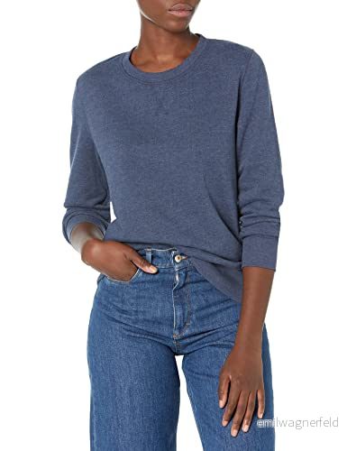 Amazon Essentials dam fransk frotté fleece rund hals sweatshirt (finns i plusstorlek), Marinblå ljung, M 191770933046