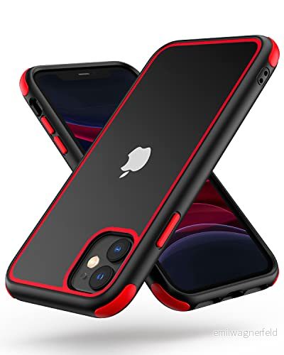 MobNano Ultra Hybrid transparent fodral för iPhone 11, stötsäkert stötfångare mobiltelefonfodral fallskydd silikon 11 Svart/Röd 709307841346