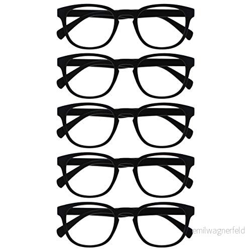 OPULIZE Pop läsglasögon 5 pack roliga runda matt ram svarta fjädergångjärn reptåliga män kvinnor RRRRR2 1 +2,00 5055955357827