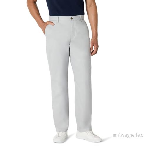 Amazon Essentials Classic fit Wrinkle Resistant Flat Framsida Chino Pant Slip, grå (ljusgrå), W35/L28 (tillverkarens storlek: 35W x 28L) 191770608609