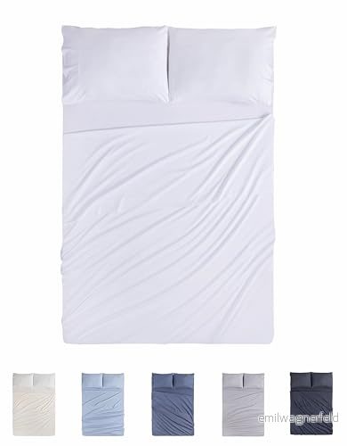 Todocama 4 delat lakanset 4002, justerbart underlakan Bänkskiva två örngott 50x80 cm. (Säng 105 x 190/200 cm, vit) 8435439018012