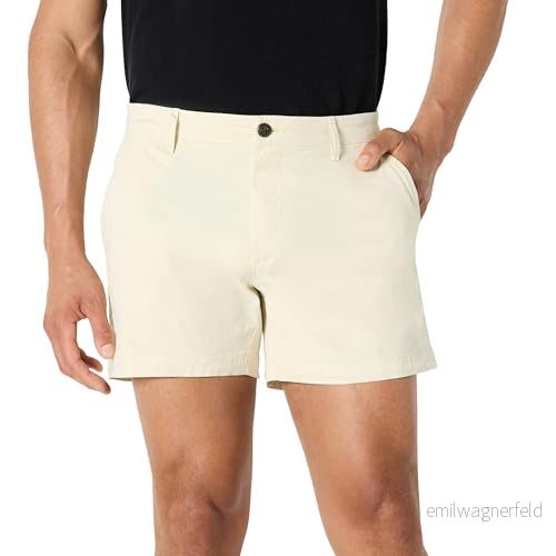 Amazon Essentials Herr Slim Fit 5 tum platt framsida komfort stretch chino kort (tidigare Goodthreads), benvit, 34 191770811788