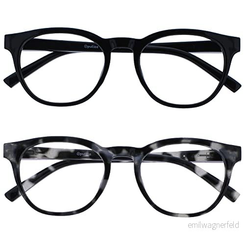 OPULIZE Blå Retro Blått Ljusblock Läsglasögon Dator Spel Anti Reflex Utmattning Ögon Män Kvinnor B5, Svart/grå svart sköldpadda, +0,00 Diottrie 5055955379805