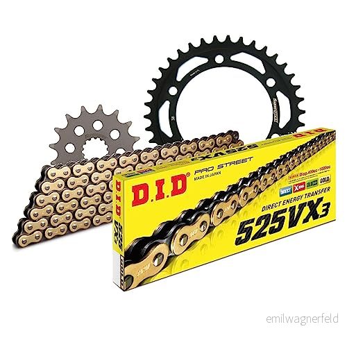 Kedjesats DID stål 525VX3/108 nitlås för Kawasaki ZR 7 S 750 ccm årsmodell 1999 2005 4068202008794