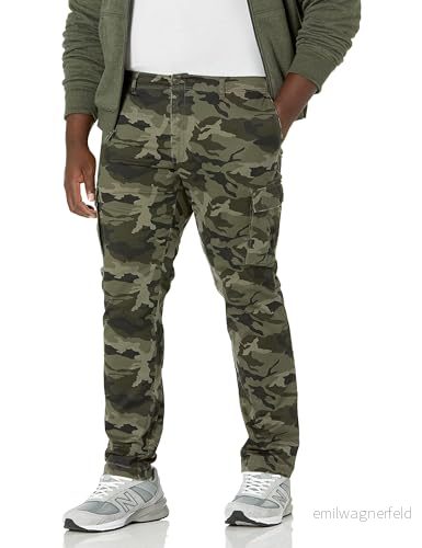 Amazon Essentials Men's Stretchiga cargobyxor med rak passform (finns i Big & Tall), Grön Kamouflage, 34W / 34L 191770919491