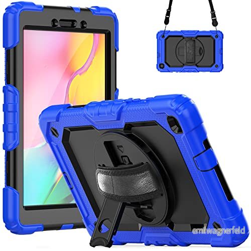 Samsung Galaxy Tab A7 Lite fodral 2021 8,7 tum SM T225/T220, med 360 roterande stativhandtag/axelrem för surfplattefodral (rosa) 758975748808