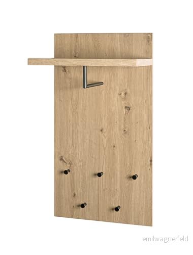 HAKU Möbel Väggklädhängare ek, svart, MDF, metall Storlek: B 48 cm x H 90 D 31 cm, Stil: Modern 4001070544391