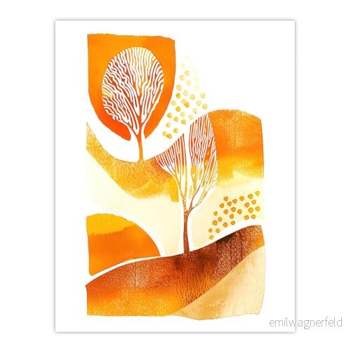 Artery8 Autumn Countryside Trees Abstract Watercolour Living Room Large Wall Art Poster Print Thick Paper 18X24 Inch 5063315917192