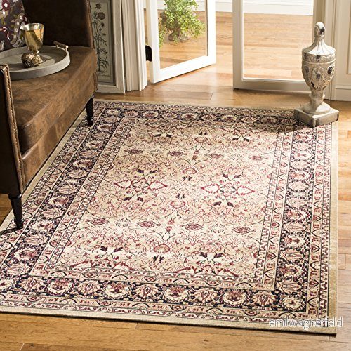 Safavieh klassisk traditionell matta, LVK620, vävd polypropylen, grädde/marinblå, 90 x 150 cm 889048156432