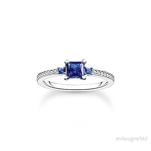 THOMAS SABO Damring Smycken Dam med blå och vita stenar 925 sterlingsilver TR2402 166 32, 54 EU, Sterlingsilver, Kubisk zirkonia 4051245523706