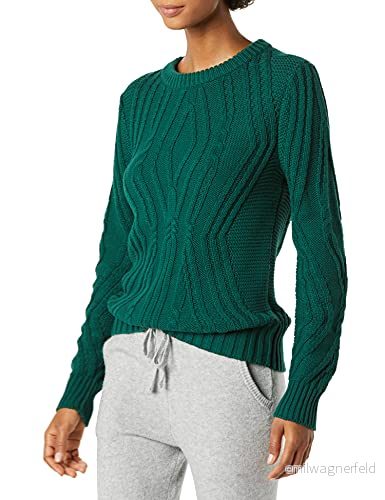 Amazon Essentials dam 100% bomull crewneck kabeltröja, mörkgrön, XX Large 195111557199