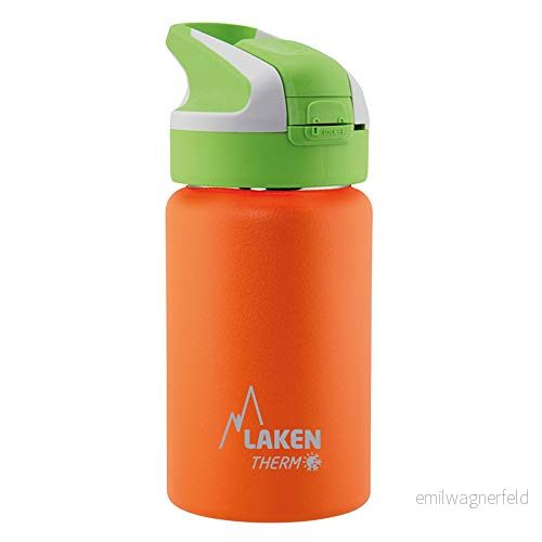 Laken Summit Stainless Simbi Thermal Bottle yevana, ine otomatiki cap uye yekuchengetedza kuvharwa, 350 ml, orange 8412544044549