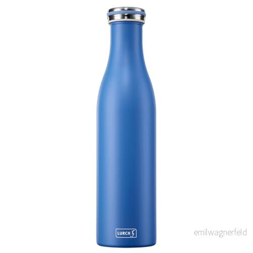 Lurch 240865 Vakuumflaska/termosflaska för varma och kalla drycker av dubbelväggigt rostfritt stål 0,75 l, azur 4019889147207