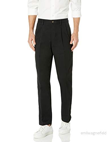 Amazon Essentials herr klassisk passform skrynkelfri veckad chinos byxa för män (finns i stor och hög), svart, 38 B x 30 L 191770160510