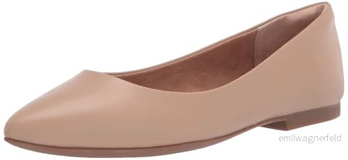 Amazon Essentials dam spetsig tå balett platt, beige fuskläder, 39.5 EU 840809194360