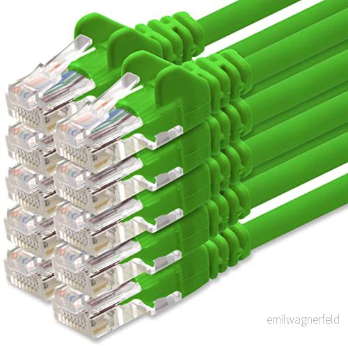 1aTTack.de nätverkskabel Cat.6 grön 10x 2m (set) CAT6 Ethernet kabel LAN 1000 Mbits (PoE) patchkabel 4251073652726
