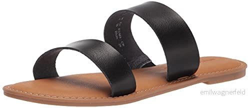 Amazon Essentials tvåbandssandal för kvinnor, Svart, 9 US 840174928652
