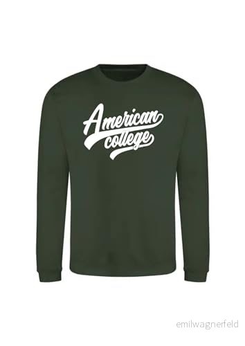 AMERICAN COLLEGE USA tröja med tryck varma kläder blandade män och kvinnor casual modell ACSCRW1 mörkgrön M, Färg: grön, M 3666052671741