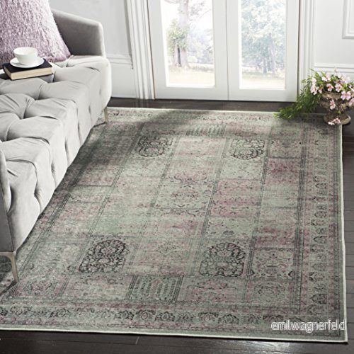 Safavieh Suri Vintage inspirerad matta, vävd mjuk viskosmatta i ametist/mörkgrå, 121 x 170 cm 683726690115
