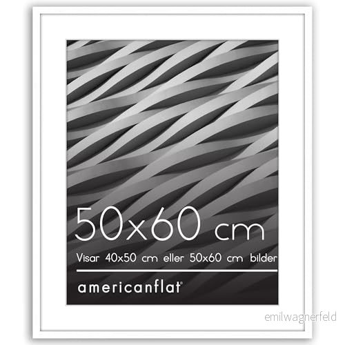 Americanflat 50x60 cm ram med polerat splittersäkert glas Använd som 40x50 passepartout eller hela fotot utan Streamline Collection Tunn kant för vägg Vit 198301012768