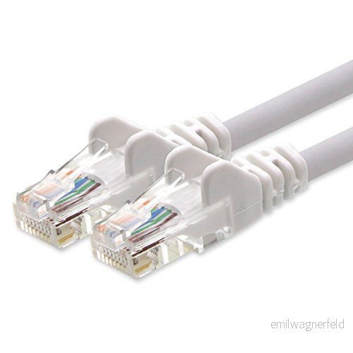 1aTTack.de nätverkskabel CAT 5e UTP nätverkslappkabel med 2 x RJ45 kontakter 20 m vit 4250344853022