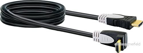 SCHWAIGER GmbH HDMW15 533 höghastighets HDMI kabel med Ethernet/1,5 m/svart/90 vinkelkontakt > kontakt/Ultra HD, 4K, 3D, 18 Gbits/s, 1,5 m 4004005204384